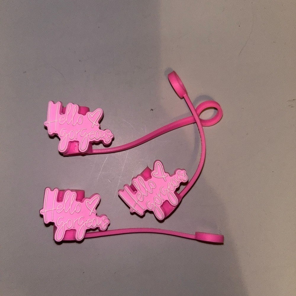 New hello gorgeous pink straw covers